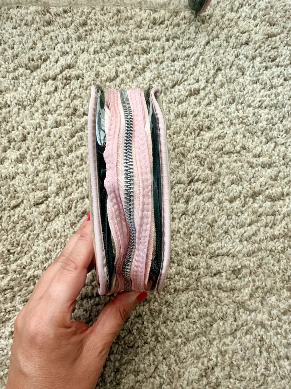 Aimee Kestenberg Pink Trim Clear Travel Bag Set (3 pouches)
